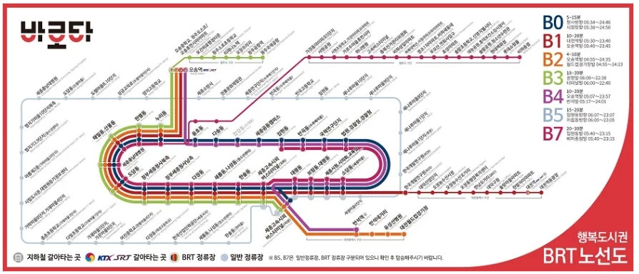 행복도시 BRT 노선도(출처 : 바로타)